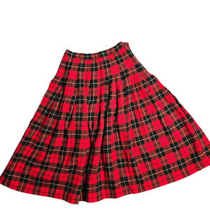 Pendleton Vintage Red Plaid Midi Wool Skirt Size: 8